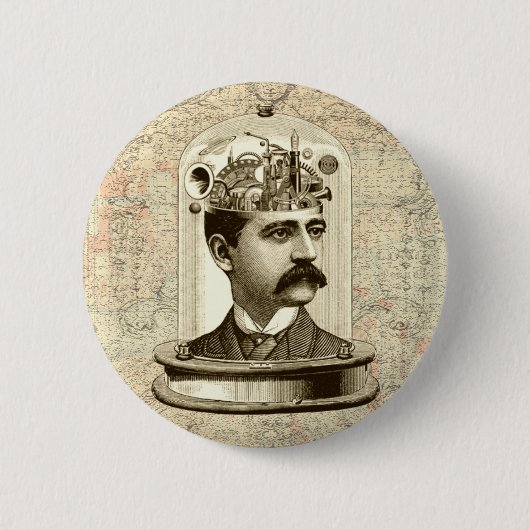 Clockwork Brain STEAMPUNK Ronde Button 5,7 Cm (Voorkant)