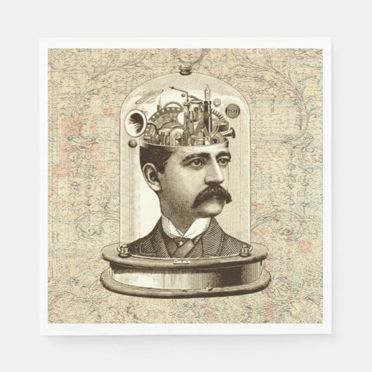 Clockwork Brain STEAMPUNK  Servetten (Voorkant)