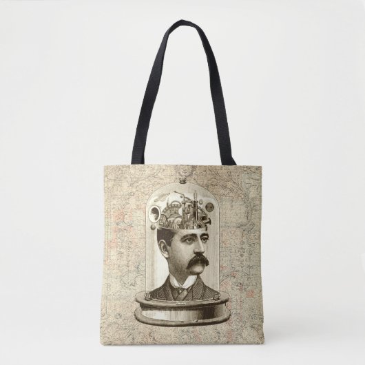 Clockwork Brain STEAMPUNK Tote Bag (Voorkant)