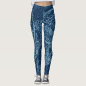Clockwork Collage Blue Leggings (Voorkant)