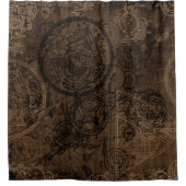 Clockwork Collage Brown Douchegordijn (Voorkant)