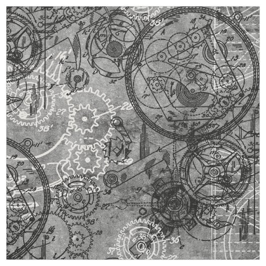 Clockwork Collage Gray Stof (Swatch)