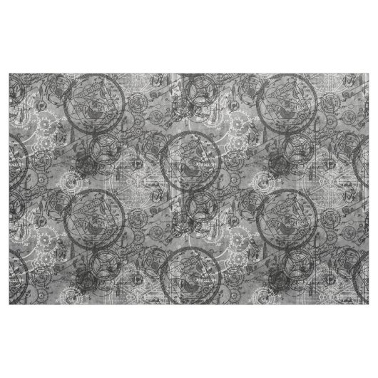 Clockwork Collage Gray Stof (Fat Quarter)
