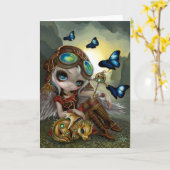 "Clockwork Dragonling"-Briefkaart Kaart (Gele Bloem)