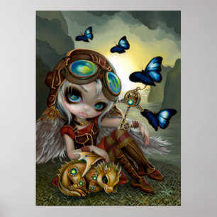 Clockwork Dragonling steampunk draak Poster