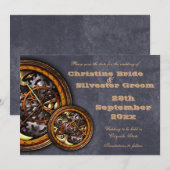 Clockwork en Leather, 5x7 de datum opslaan Save The Date (Voorkant / Achterkant)