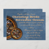 Clockwork en leder, bruiloft van 4,5 x 6,25 kaart (Voorkant / Achterkant)