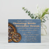 Clockwork en leder, bruiloft van 4,5 x 6,25 kaart (Staand voorkant)