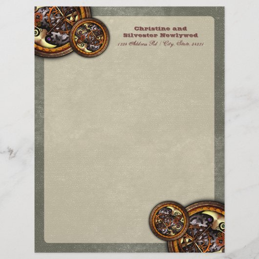 Clockwork en leer, briefhoofd (Voorkant)