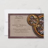 Clockwork en leer, bruiloft rvp kaart (Achterkant)