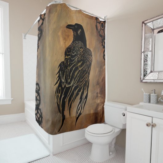 Clockwork Raven Douchegordijn (In situ)