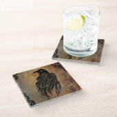 Clockwork Raven Glazen Onderzetter (Schuin)