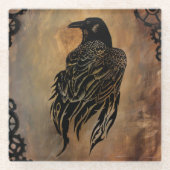 Clockwork Raven Glazen Onderzetter (Voorkant)