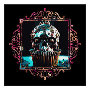 Clockwork schedel cupcake perfect poster