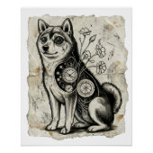 Clockwork Shiba – Gothic Overthinking Dog Art Perfect Poster (Voorkant)