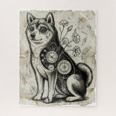 Clockwork Shiba – Gothic Overthinking Dog Puzzle Legpuzzel (Verticaal)