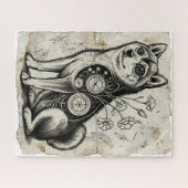 Clockwork Shiba – Gothic Overthinking Dog Puzzle Legpuzzel (Horizontaal)