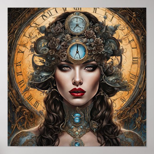 Clockwork Sinaasappel Een Steampunk Vrouw Poster (Voorkant)