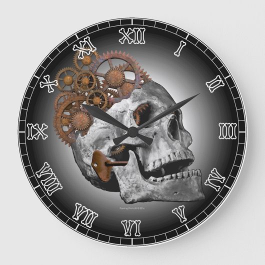 Clockwork Skull Cogs Steampunk Skeleton Gothic Grote Klok (Voorkant)