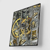 Clockworks Wall Clock Vierkante Klok (Hoek)