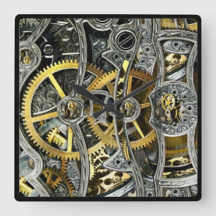 Clockworks Wall Clock Vierkante Klok