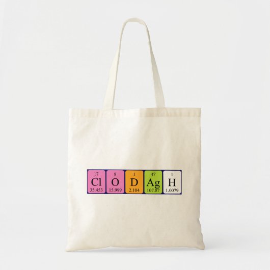 Clodagh periodieke tabel naam canvas tas (Voorkant)