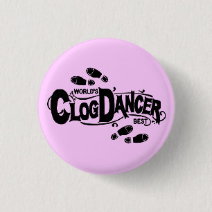 Clog Dancer Clogging Pink Black Shoes Ronde Button 3,2 Cm
