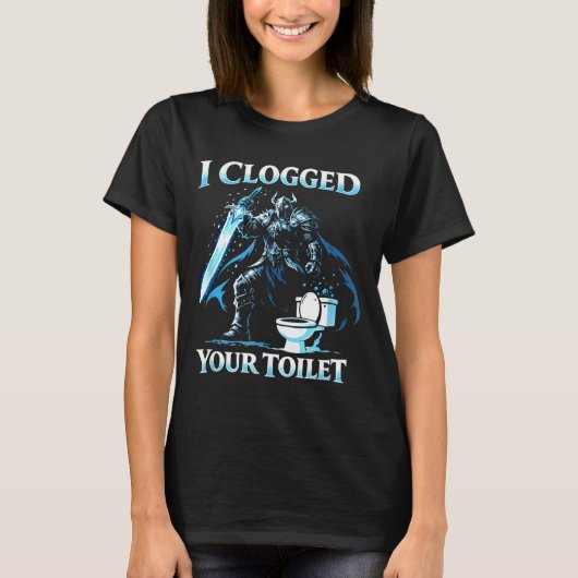 Clogged toilet funny alpha wolf meme stupid t-shirt (Voorkant)