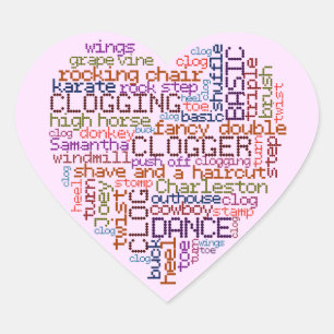 Clogger Clogger Word Art Hart Sticker