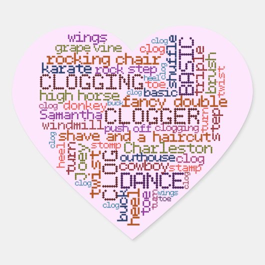 Clogger Clogger Word Art Hart Sticker (Voorkant)