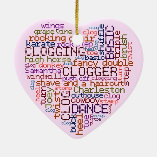 Clogger Clogger Word Art Heart Keramisch Ornament (Achterkant)