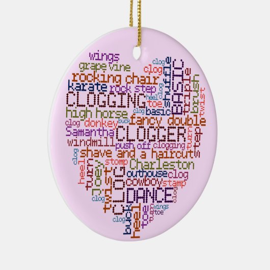Clogger Clogger Word Art Heart Round Keramisch Ornament (Rechts)