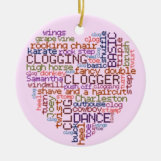 Clogger Clogger Word Art Heart Round Keramisch Ornament (Voorkant)