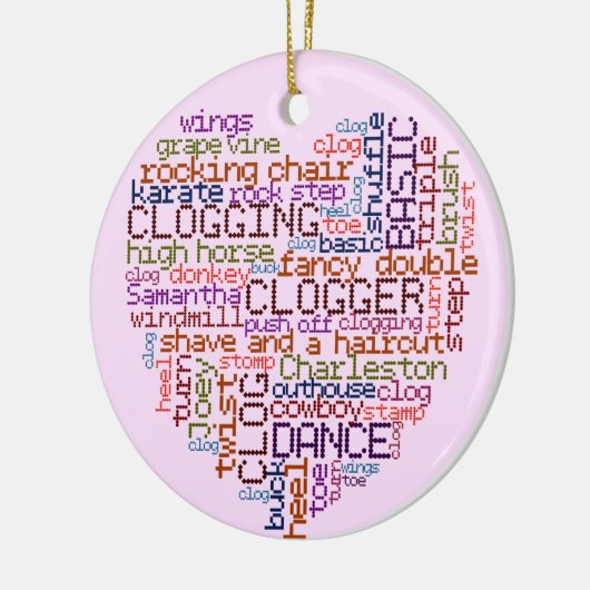 Clogger Clogger Word Art Heart Round Keramisch Ornament (Links)