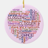 Clogger Clogger Word Art Heart Round Keramisch Ornament (Achterkant)
