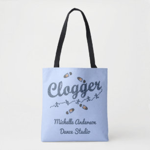 Clogger Dancer Blue Aangepaste Studio-naam toevo Tote Bag