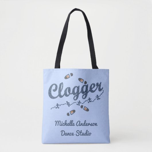 Clogger Dancer Blue | Aangepaste Studio-naam toevo Tote Bag (Voorkant)