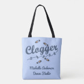 Clogger Dancer Blue | Aangepaste Studio-naam toevo Tote Bag (Achterkant)