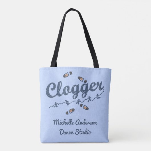 Clogger Dancer Blue | Aangepaste Studio-naam toevo Tote Bag (Achterkant)