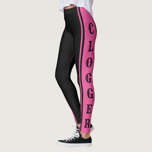 Clogger roze en zwarte Clogdaners voor Clogboeken Leggings (Links)