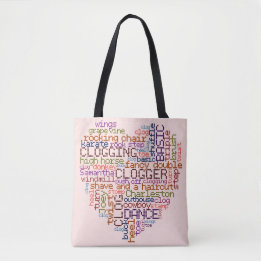 Clogger Word Art Heart Tote Bag