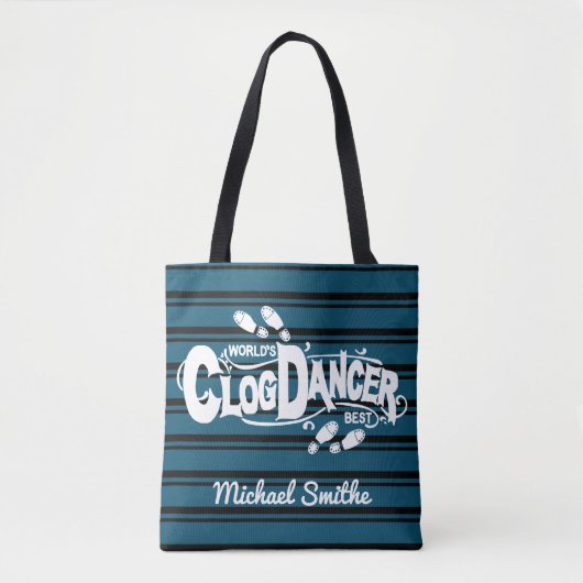 Clogging Clog Dancer Blue Stripes Voeg naam toe Tote Bag (Voorkant)
