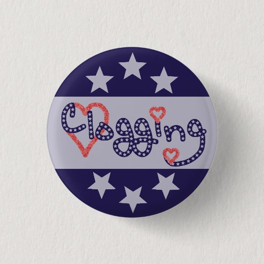 Clogging Love Stars Hearts Ronde Button 3,2 Cm (Voorkant)