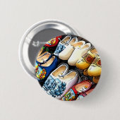 Clogs, Amsterdam, Nederland - Badge Ronde Button 5,7 Cm (Voorkant /achterkant)