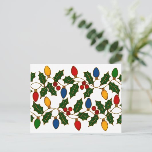 Cloisonne Art Christmas Lights and Holly Briefkaart (Staand voorkant)