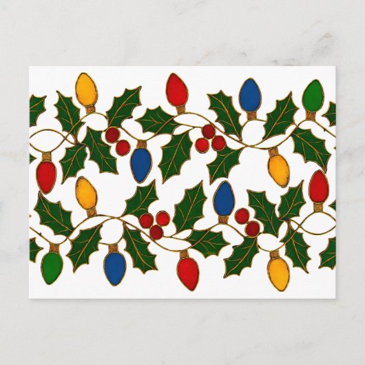 Cloisonne Art Christmas Lights and Holly Briefkaart (Voorkant)
