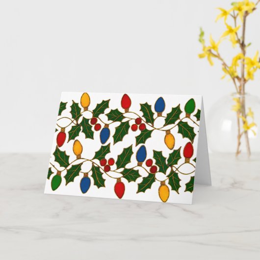 Cloisonne Art Christmas Lights and Holly Kaart (Gele Bloem)