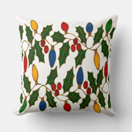 Cloisonne Art Christmas Lights and Holly Kussen