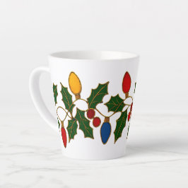 Cloisonne Art Christmas Lights and Holly Latte Mok