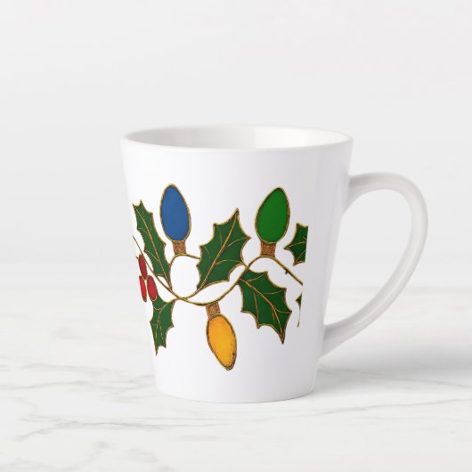 Cloisonne Art Christmas Lights and Holly Latte Mok (Rechts)